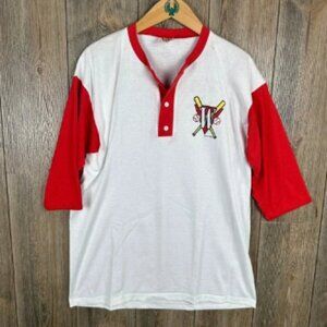 Winston Baseball T-Shirt Vintage 1993 Graphic Tee Red Sleeve Size Large